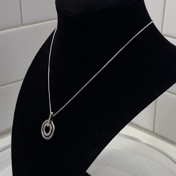 Swarovski Silver Tone Double Circle Pendant Necklace - Picture 6 of 6